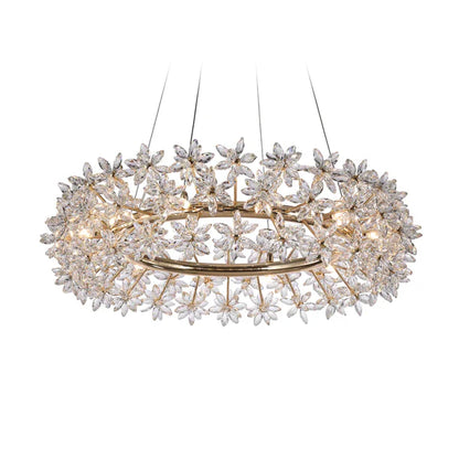 HomDor Modern Art Design Round Crystal Flower Chandelier