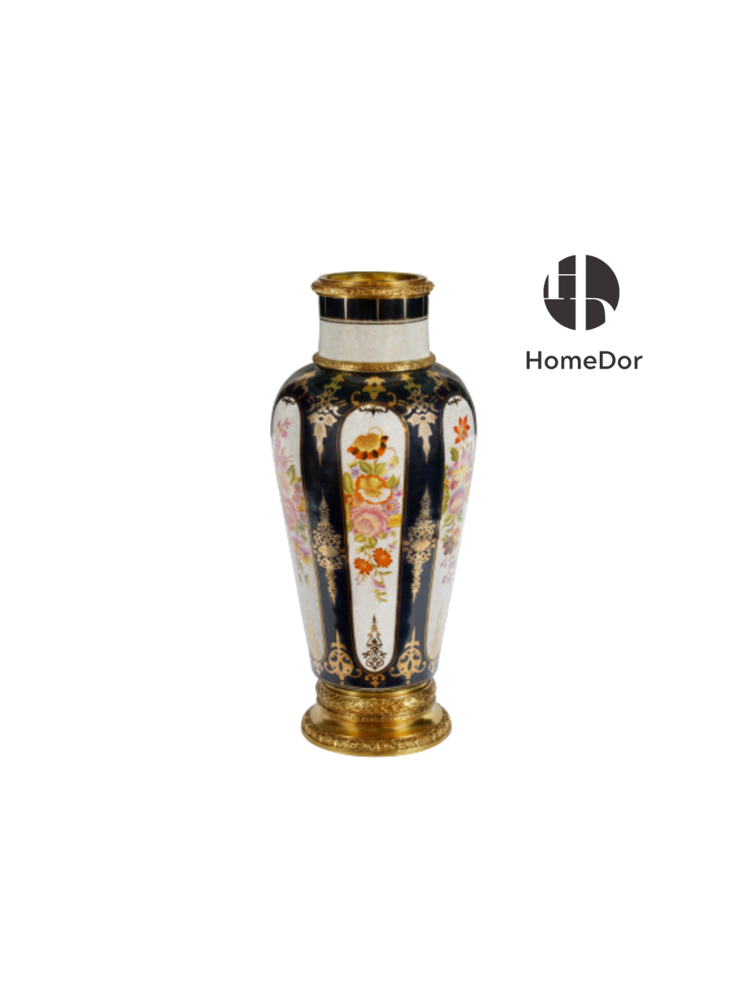 Luxury Floral Porcelain Gold Trimmed Table Vase