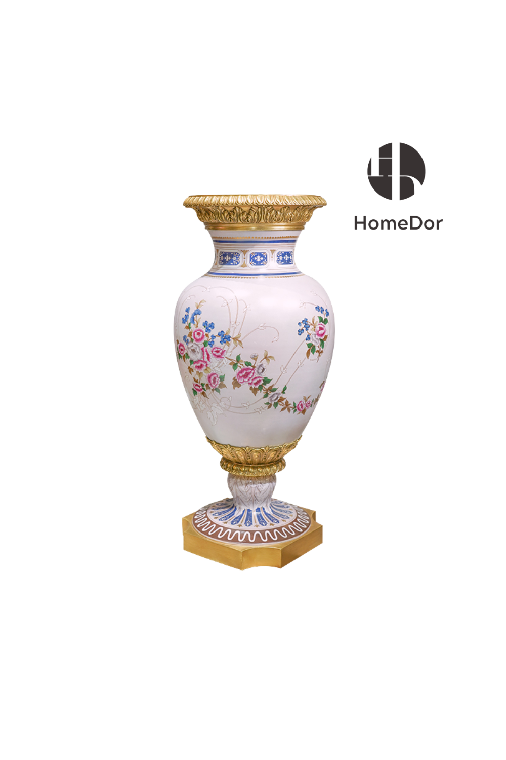 Luxury Gilded White Ceramic Floral Decor Vase
