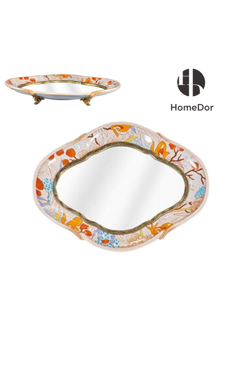 Luxury Handcrafted Floral Motif Brass Tray