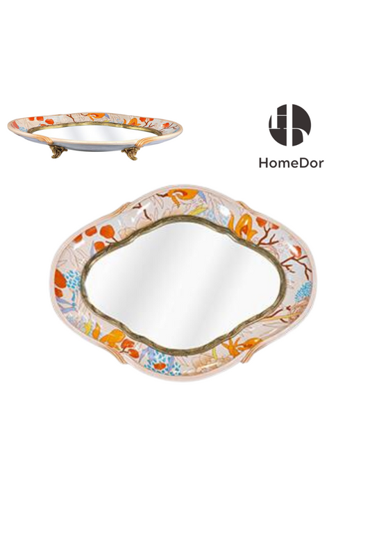 Luxury Handcrafted Floral Motif Brass Tray