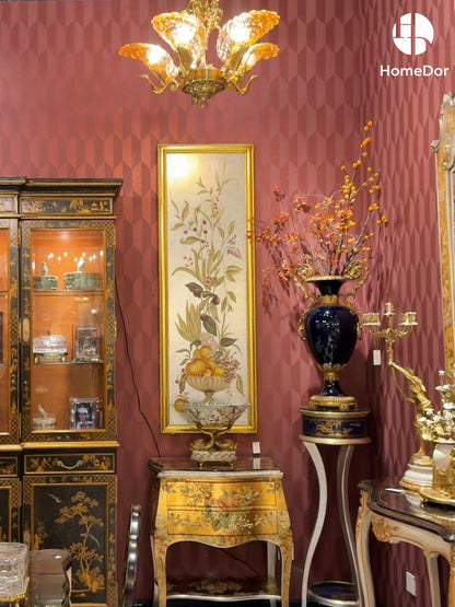 HomeDor Luxury Ornate Gold Frame Fruits Flora Wall Art Set