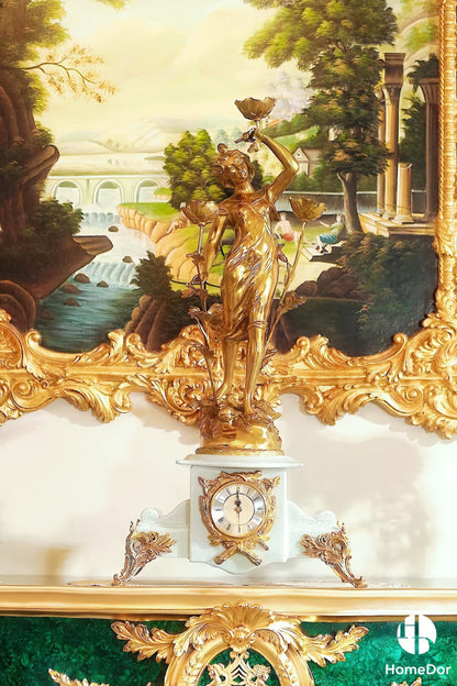HomeDor Luxury Rococo-inspired Ornate Copper Goddess Clock