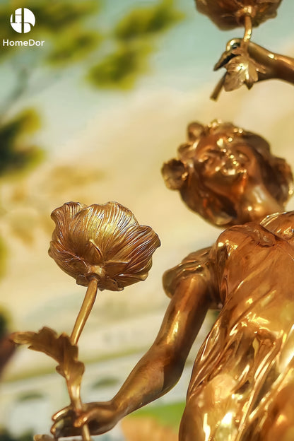 HomeDor Luxury Rococo-inspired Ornate Copper Goddess Clock