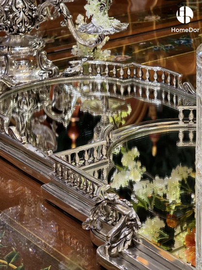 HomeDor  Luxury Silver-Plated Copper Mirror Tray