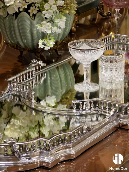 HomeDor  Luxury Silver-Plated Copper Mirror Tray