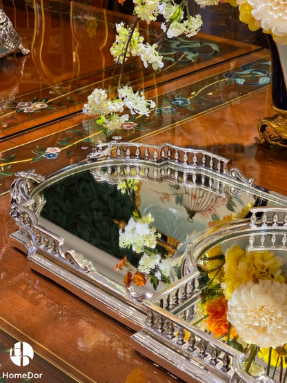 HomeDor  Luxury Silver-Plated Copper Mirror Tray