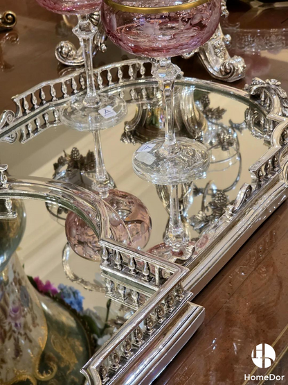 HomeDor  Luxury Silver-Plated Copper Mirror Tray