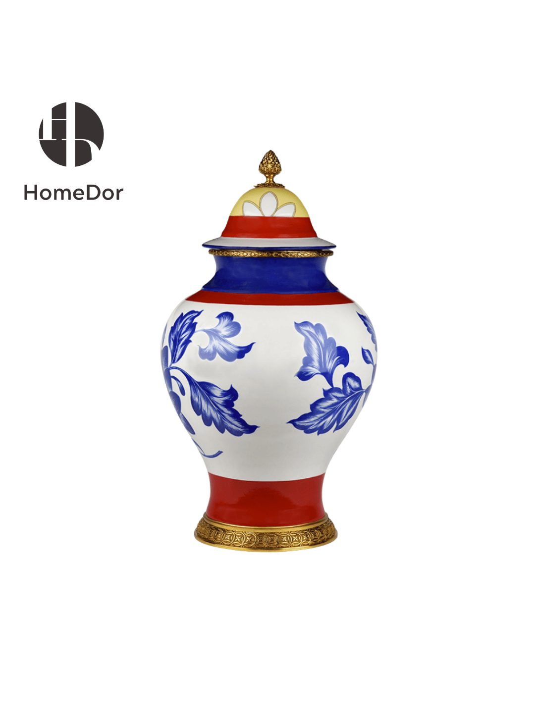 Luxury Tricolor Floral Porcelain Decorative Canister with Golden Accents