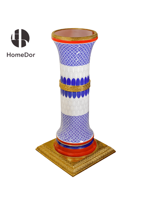 Luxury Tricolor Geometric Porcelain Pedestal/Table Decor with Golden Details 1