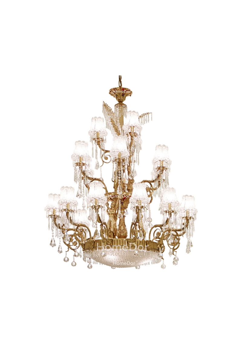 HomeDor × FH&Home | Exquisite Tree-Shaped Chandelier with Brass Frame and Waterfall Crystals
