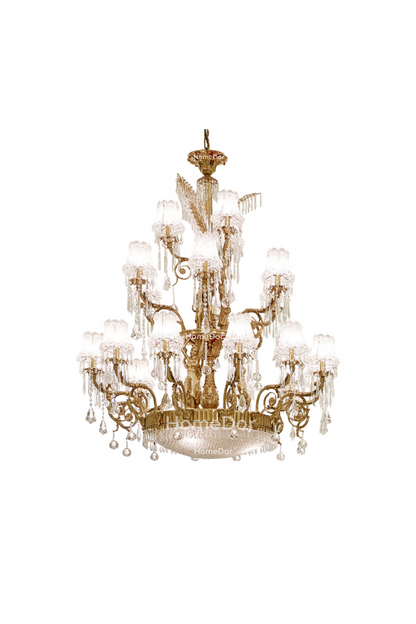 HomeDor × FH&Home | Exquisite Tree-Shaped Chandelier with Brass Frame and Waterfall Crystals