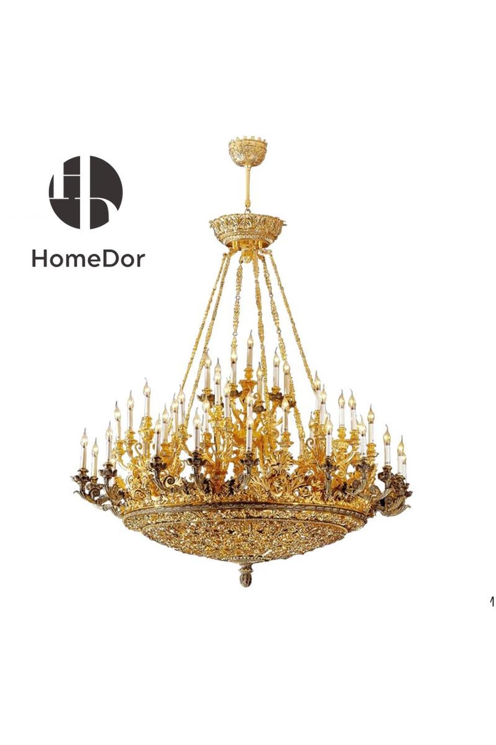 HomeDor-HomeDor × FH&Home | European Palace-inspired Grandeur Brass Chandelier-Chandeliers-D176 cm × H180 cm-Warm Light-