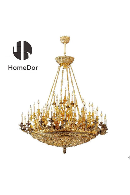 HomeDor-HomeDor × FH&Home | European Palace-inspired Grandeur Brass Chandelier-Chandeliers-D176 cm × H180 cm-Warm Light-