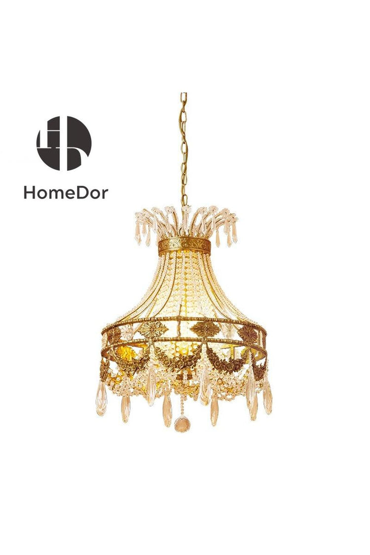HomeDor-HomeDor × FH&Home | Baroque Festoon Crystal Chandelier-Chandeliers-D52 × H70 cm-Warm Light-