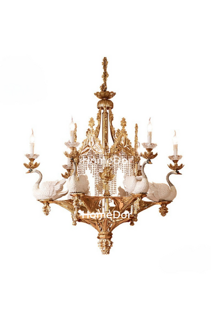 HomeDor × FH&Home | Baroque Elegance Porcelain Swan Chandelier