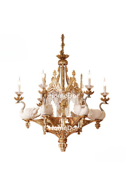 HomeDor × FH&Home | Baroque Elegance Porcelain Swan Chandelier