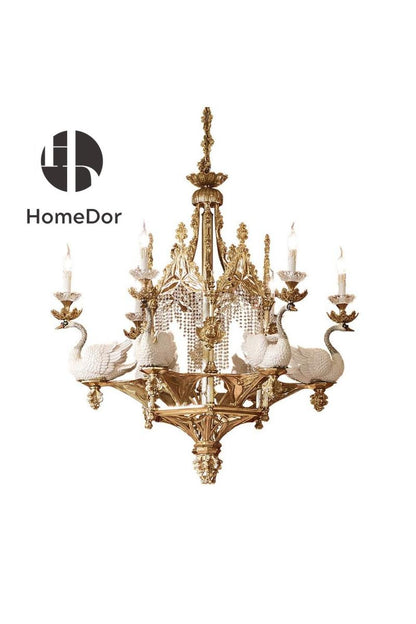 HomeDor × FH&Home | Baroque Elegance Porcelain Swan Chandelier
