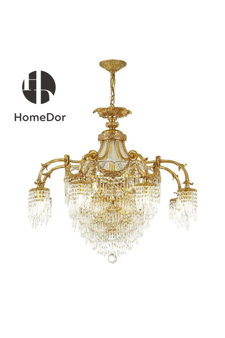 HomeDor-HomeDor × FH&Home | Baroque Imperial Cascade Crystal Chandelier-Chandeliers-D75cm × H72cm-Warm Light-