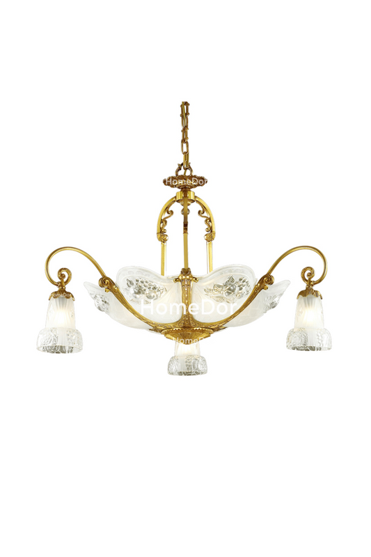 HomeDor × FH&Home | Baroque Handcrafted Glass with Engraved Flowers Chandelier
