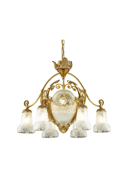 HomeDor × FH&Home | Baroque Handcrafted Glass with Engraved Flowers Chandelier