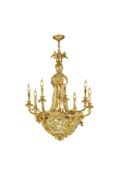 HomeDor × FH&Home | Classical Pineapple-inspired Delicate Carved Brass Chandelier