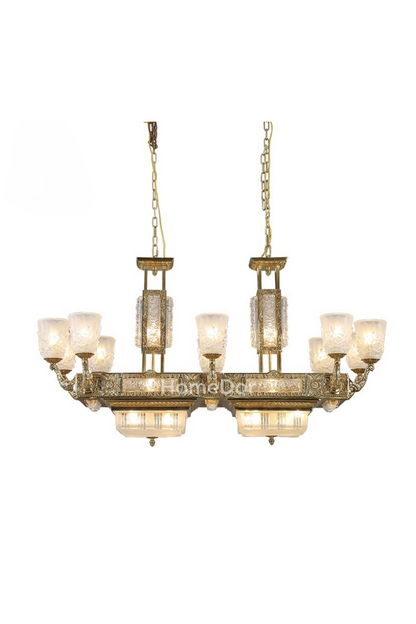HomeDor × FH&Home | Retro-inspired Elegant Frosted Glass & Brass Chandelier