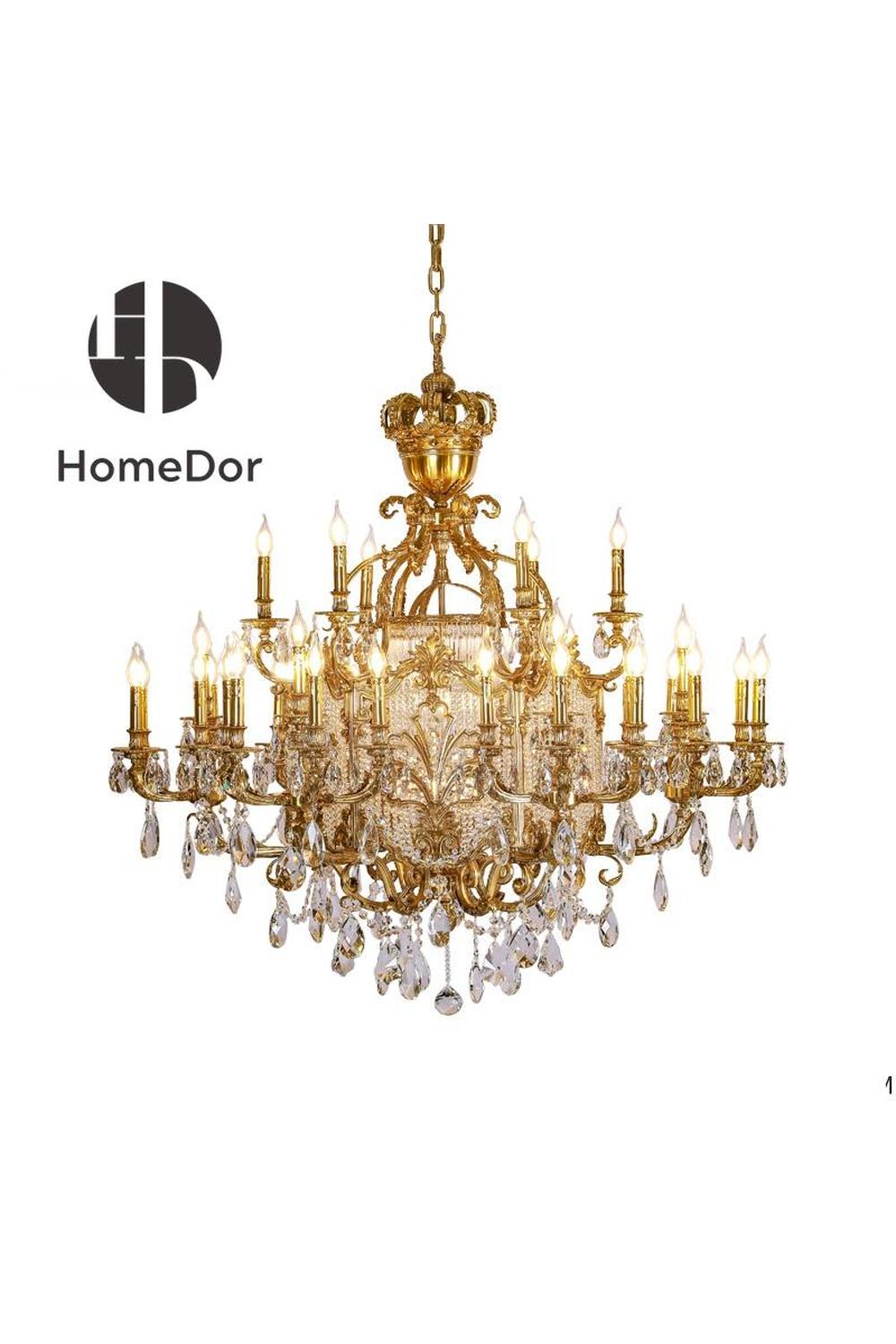 HomeDor-HomeDor × FH&Home | Golden Opulence Phoenix Crown Crystal Chandelier-Chandeliers-L137 × W137 × H140 cm-Warm Light-
