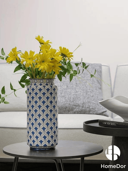 Modern Blue and White Geometric Porcelain Table Decor Set
8