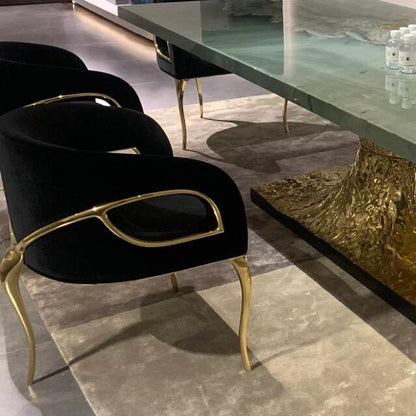 HomeDor Luxury Brass Eagle-Eye Single Dining Chair