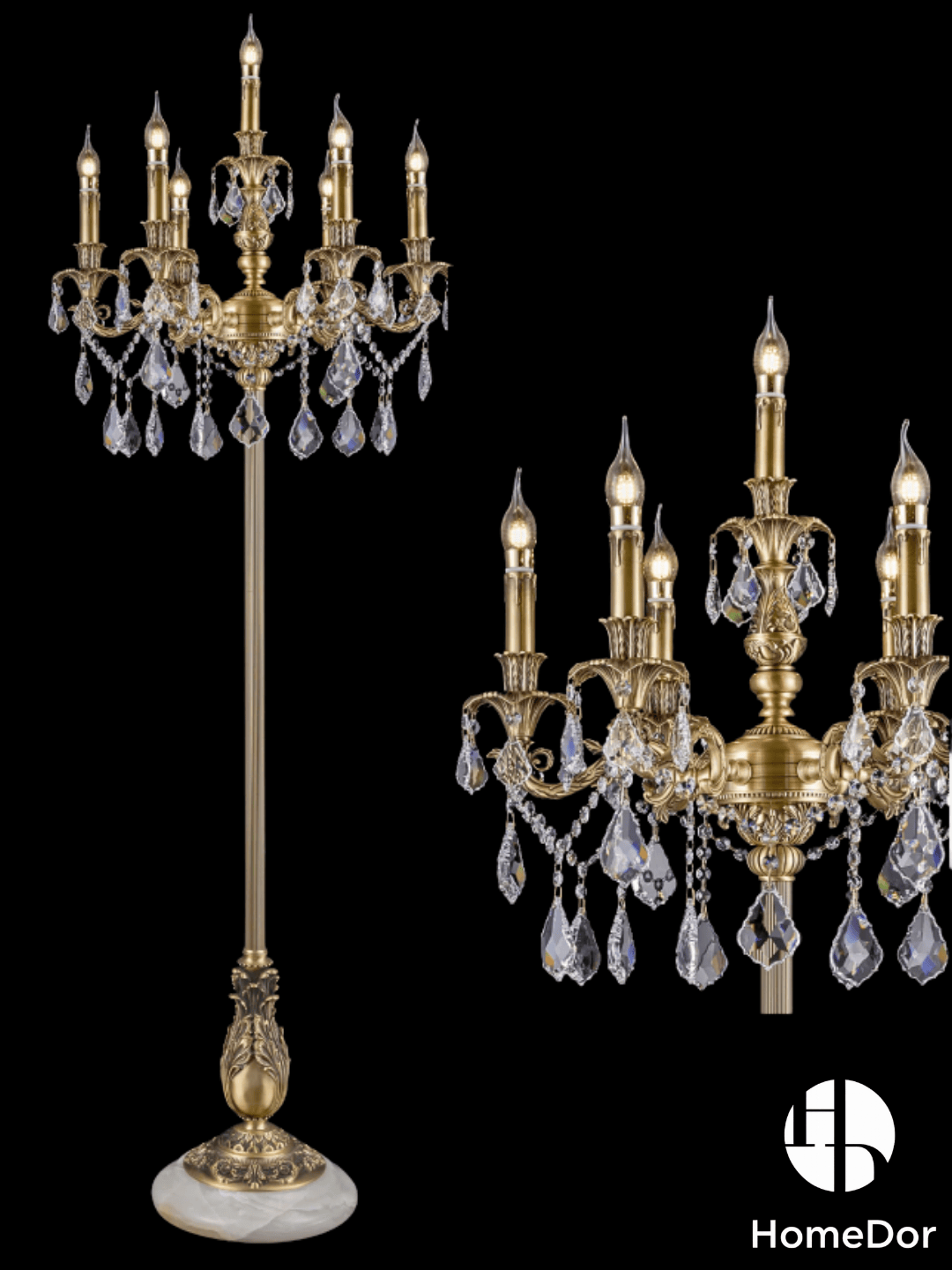 Neo-Baroque Revival Series Luxury Brass Floor Lamp1