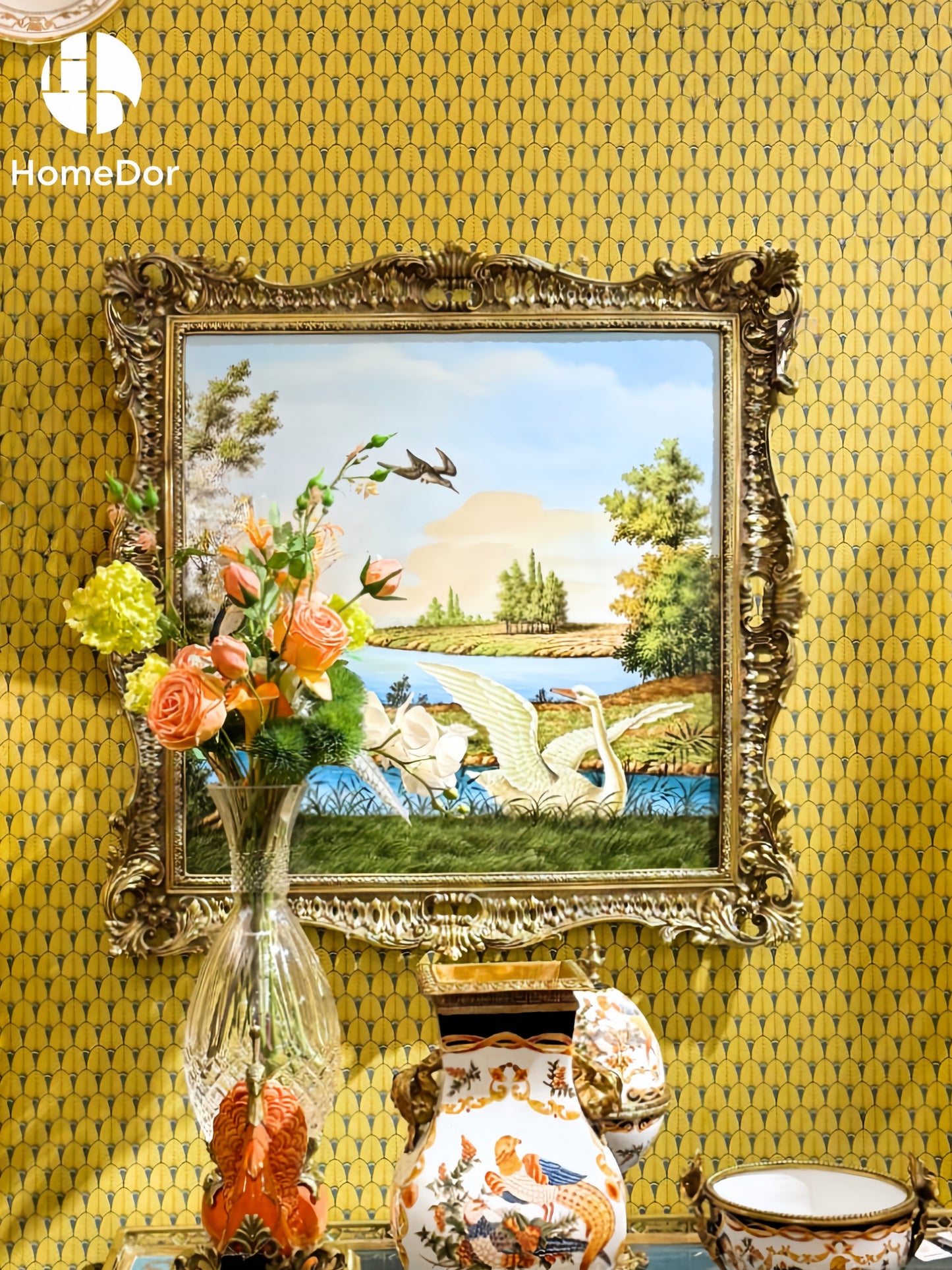 This wall decor featuring fade-resistant detailing and a luxuriously weighty metal frame, this piece brings romantic, vintage-inspired refinement to any interior space.