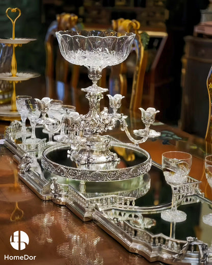 HomeDor  Luxury Silver-Plated Copper Mirror Tray