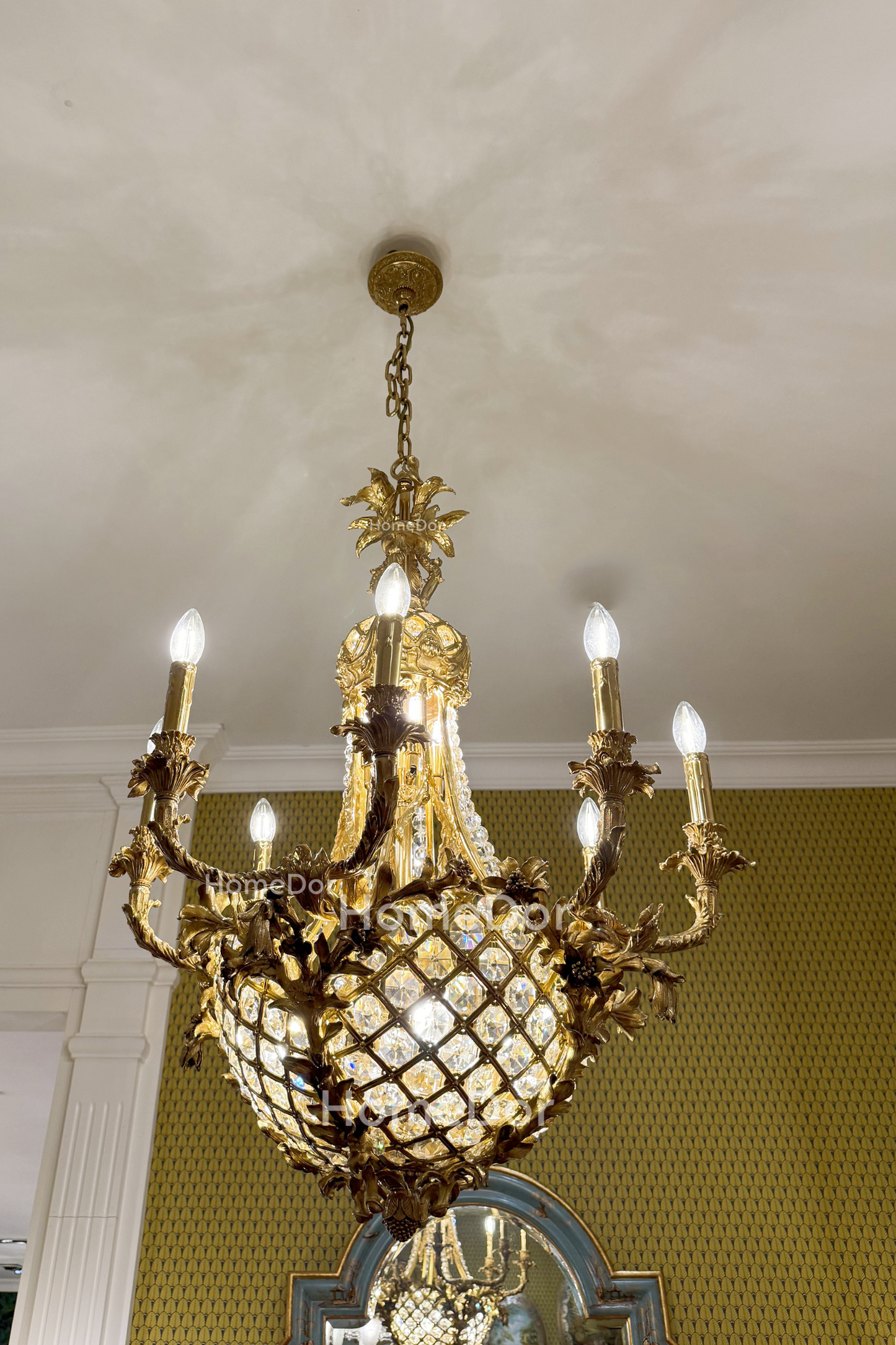 HomeDor × FH&Home | Classical Pineapple-inspired Delicate Carved Brass Chandelier