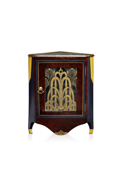 HomeDor × FH&Home | Vintage Style Art Deco Triangular Corner Cabinet