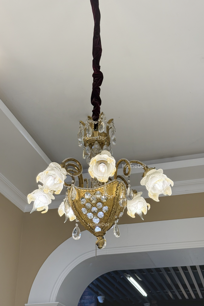 HomeDor × FH&Home | Baroque Floral Glass Crystal Chandelier for Palace