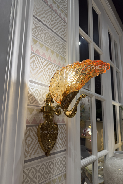 HomeDor × FH&Home | Regal Swan Amber Glass Wall Sconce