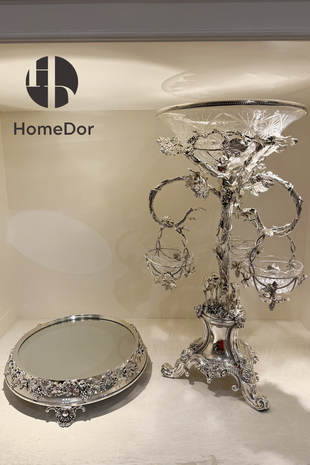 HomeDor × FH&Home | Elegant Rococo Decorative Fruit Platter with Grape Vine