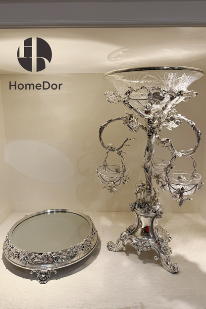HomeDor × FH&Home | Elegant Rococo Decorative Fruit Platter with Grape Vine