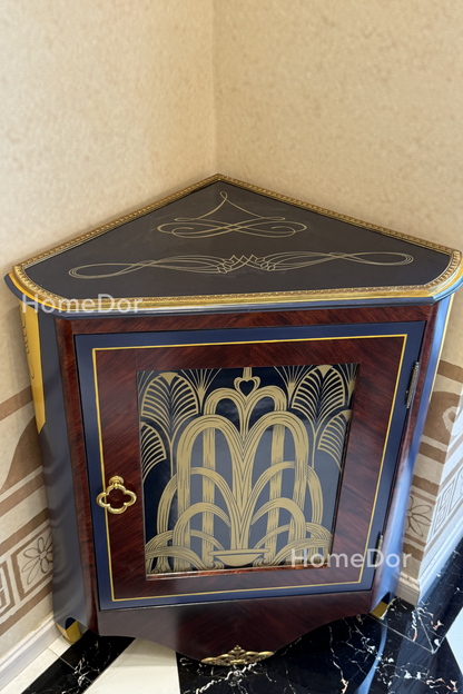 HomeDor × FH&Home | Vintage Style Art Deco Triangular Corner Cabinet