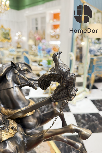 HomeDor × FH&Home | Bronze Chariot Sculpture with Galloping Horses and Detailed Charioteer