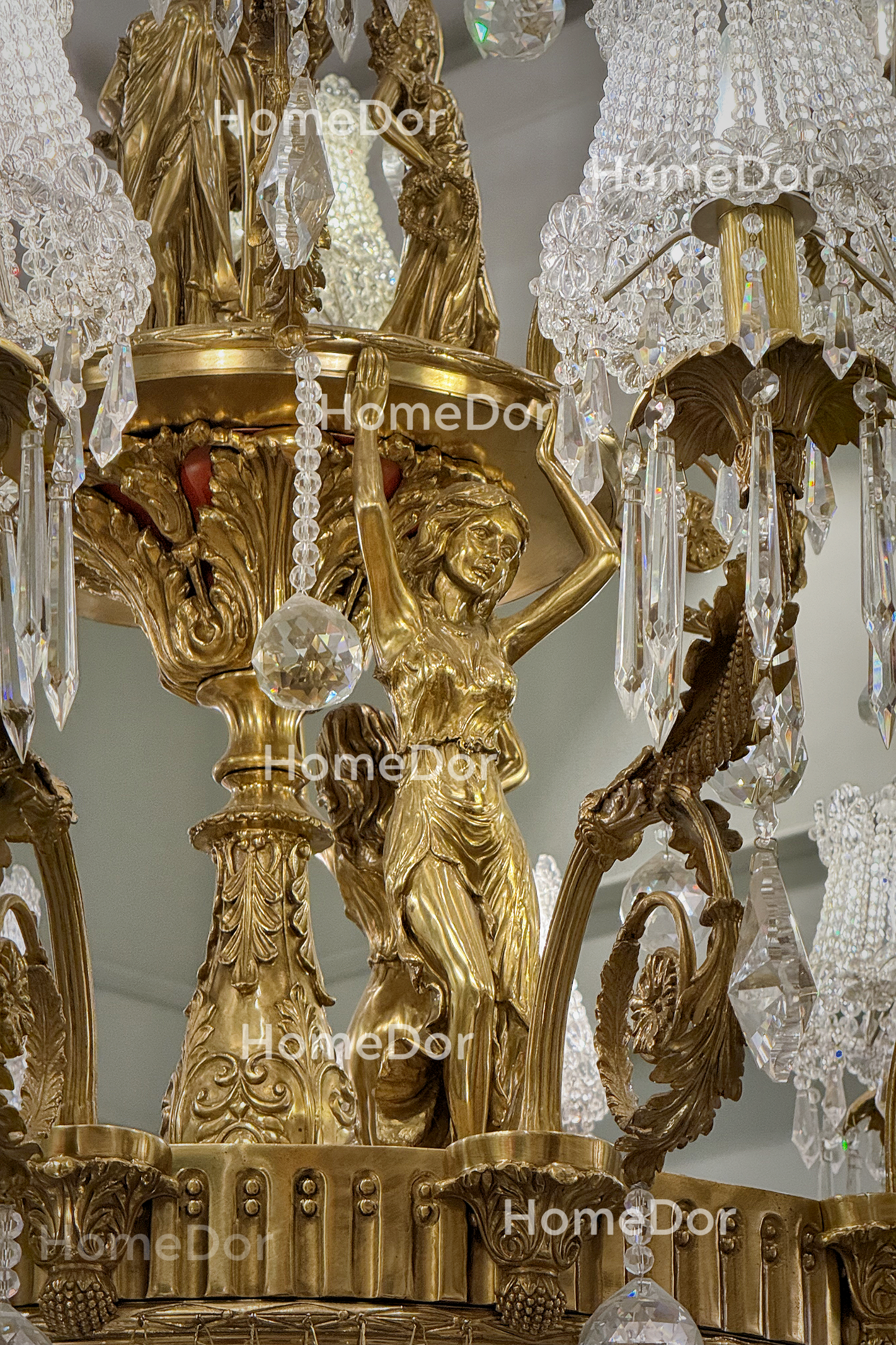 HomeDor × FH&Home | Exquisite Tree-Shaped Chandelier with Brass Frame and Waterfall Crystals