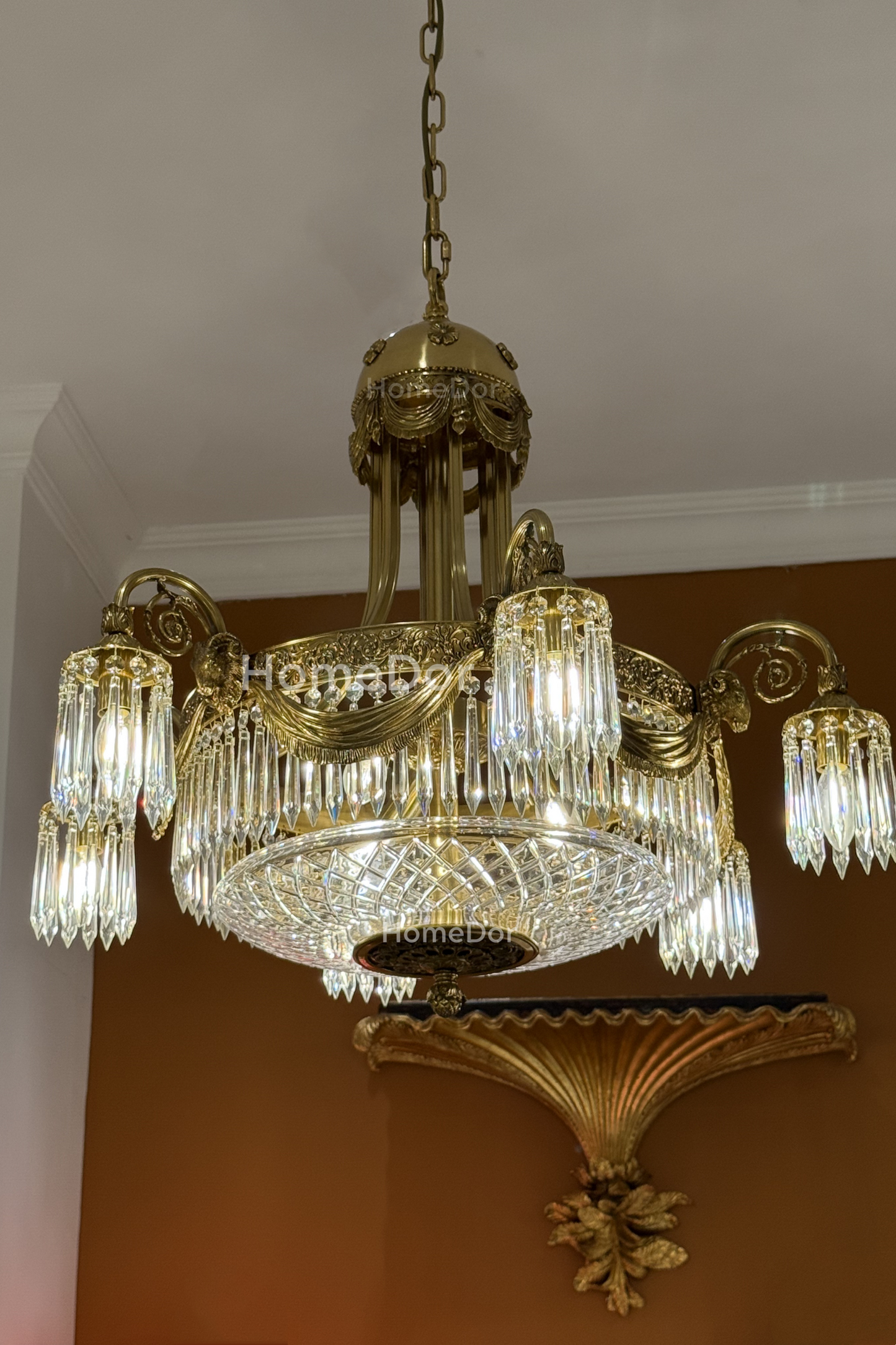 HomeDor × FH&Home | Vintage Baroque Brass Chandelier
