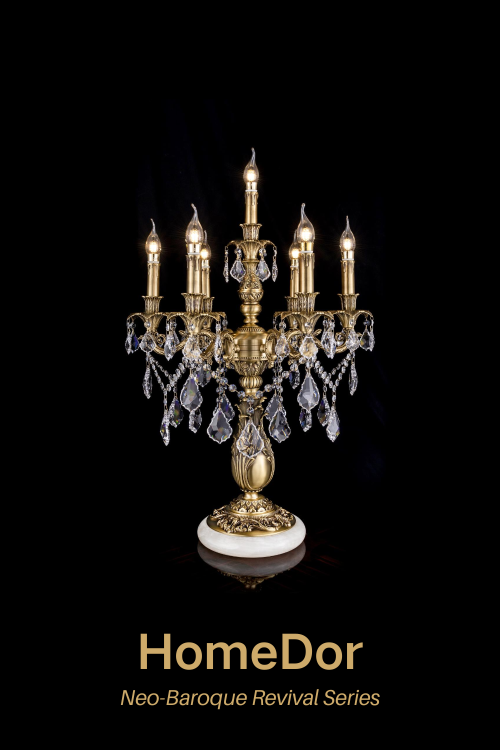 HomeDor Neo-Baroque Revival Series Luxury Brass Table Lamp