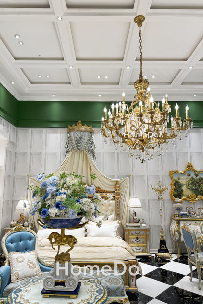 HomeDor × FH&Home | Golden Opulence Phoenix Crown Crystal Chandelier