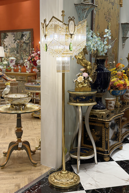 HomeDor × FH&Home | European Opulence Crystal Tassel Vintage Brass Floor Lamp