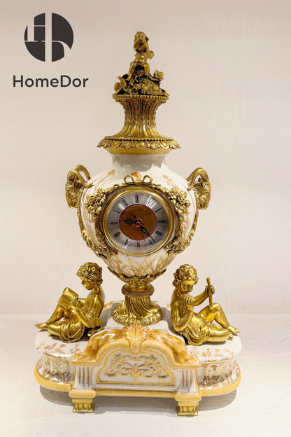 HomeDor × FH&Home | Luxury Baroque-inspired Cherub Porcelain Clock