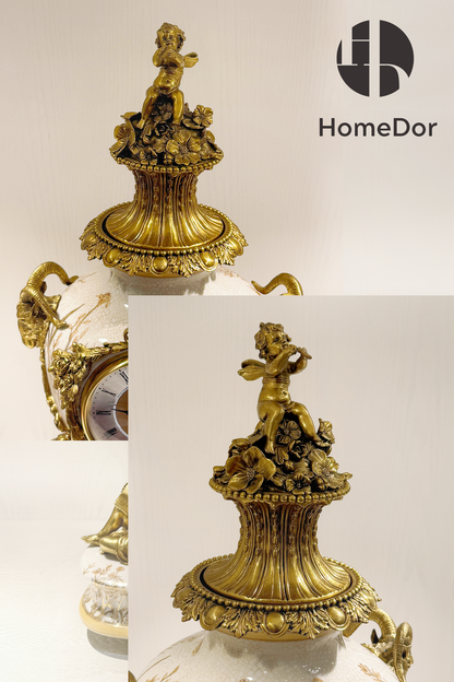 HomeDor × FH&Home | Luxury Baroque-inspired Cherub Porcelain Clock