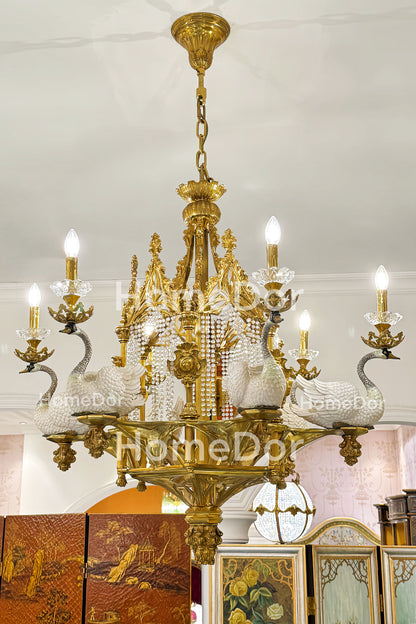 HomeDor × FH&Home | Baroque Elegance Porcelain Swan Chandelier