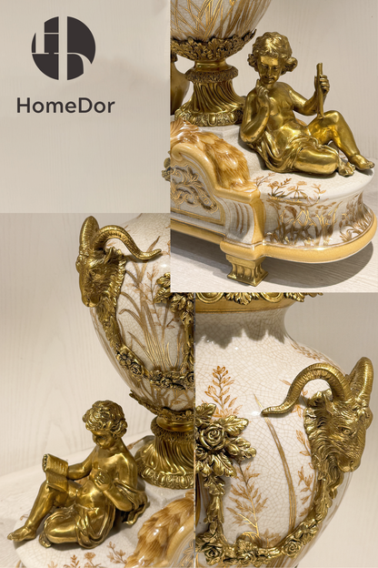HomeDor × FH&Home | Luxury Baroque-inspired Cherub Porcelain Clock